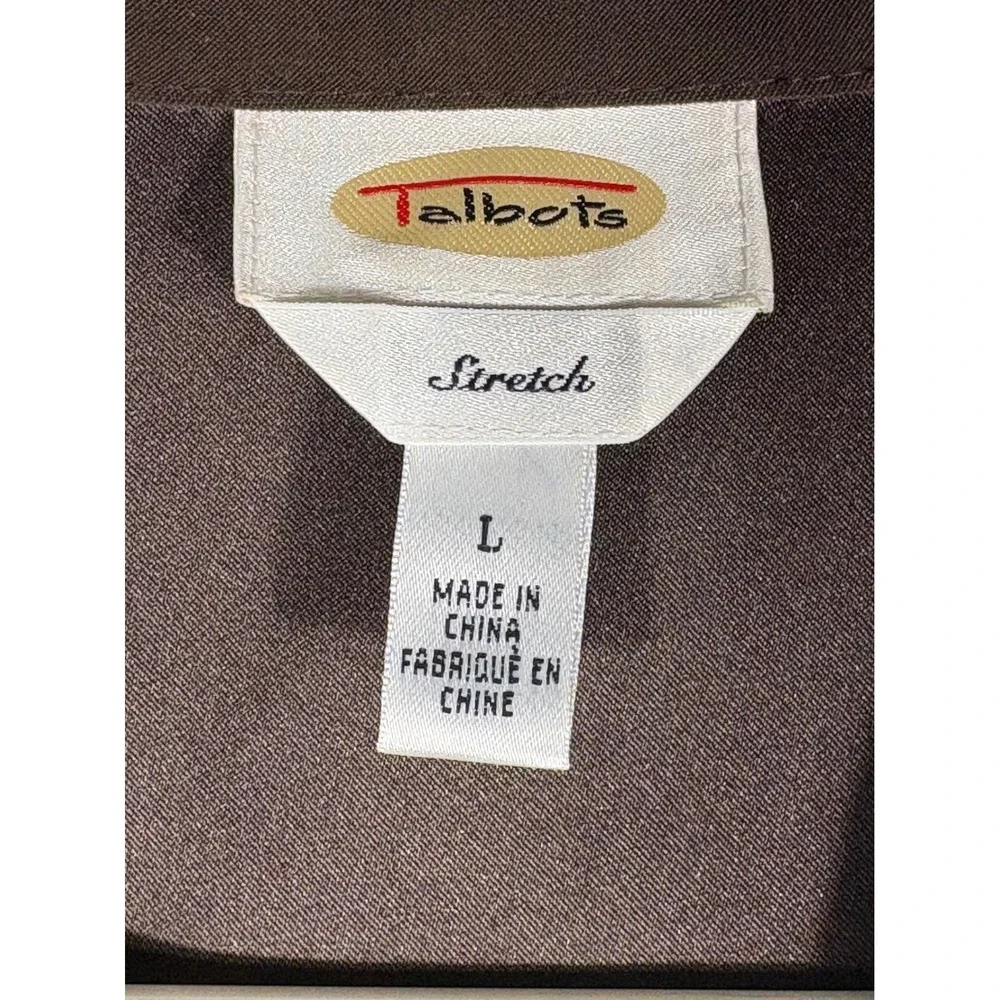 Talbots Womens Large Brown Faux Suede‎ Stretch Button Front Vest Lined Pocket L